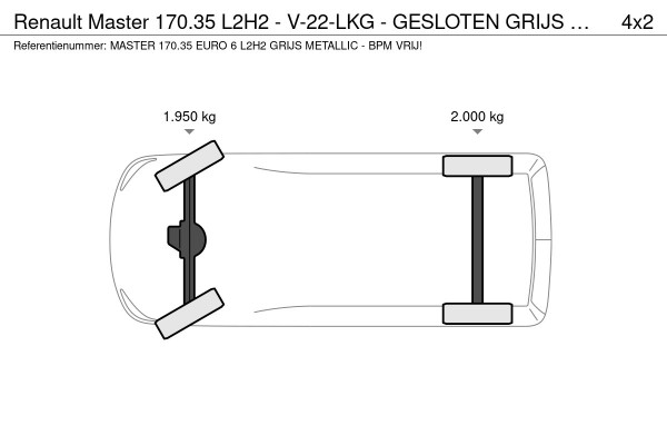 Renault Master 170.35 L2H2 - V-22-LKG - GESLOTEN GRIJS METALLIC - EURO 6 - BPM VRIJ!