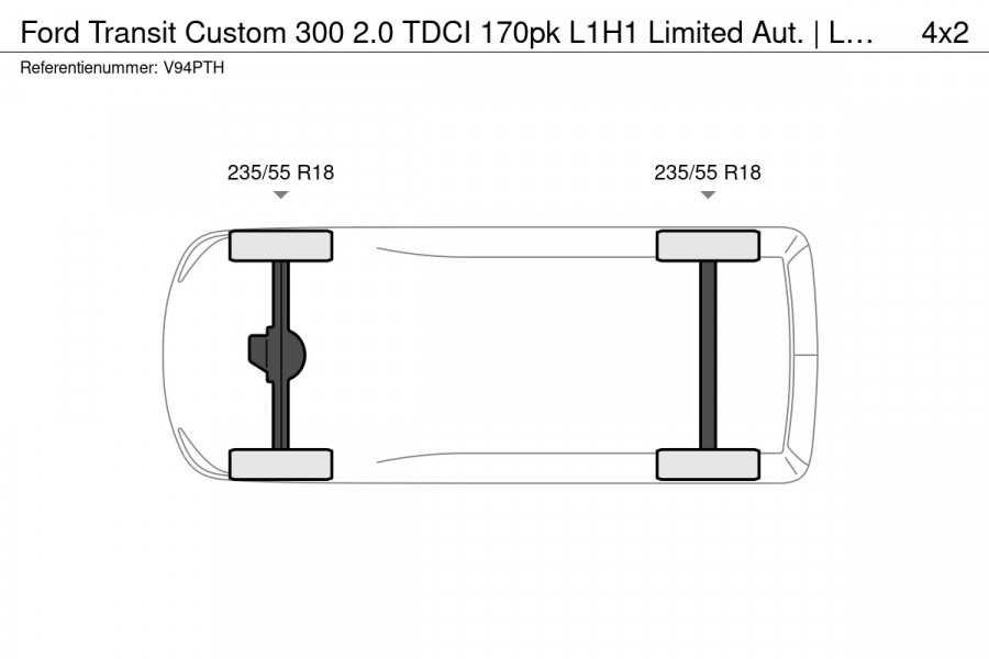 Ford Transit Custom 300 2.0 TDCI 170pk L1H1 Limited Aut. | Leder | Navi | BLIS | ACC | Trekhaak | 18 inch | CarPlay | Stoelverwarm