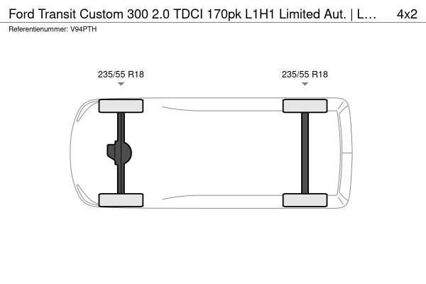 Ford Transit Custom 300 2.0 TDCI 170pk L1H1 Limited Aut. | Leder | Navi | BLIS | ACC | Trekhaak | 18 inch | CarPlay | Stoelverwarm