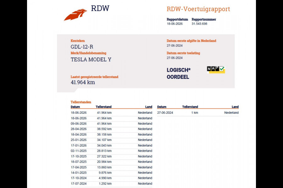 Tesla Model Y **RWD** Long Range 75kWh SOH 95% Lmv 20" Ivoor Leder Warmtepomp FSD-4 Computer Elek.Stoelen+Memory Panoramadak Navi Camera's Ecc Elek.Achterklep Privacy Glas Led AMD Ryzen™ Fabrieksgarantie tot 27-6-2028 Garantie op Accu en Motor tot 27-6-2032/192.000km 1e Eigenaar Origineel Nederlandse Auto