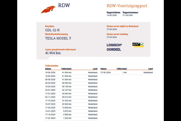 Tesla Model Y **RWD** Long Range 75kWh SOH 95% Lmv 20" Ivoor Leder Warmtepomp FSD-4 Computer Elek.Stoelen+Memory Panoramadak Navi Camera's Ecc Elek.Achterklep Privacy Glas Led AMD Ryzen™ Fabrieksgarantie tot 27-6-2028 Garantie op Accu en Motor tot 27-6-2032/192.000km 1e Eigenaar Origineel Nederlandse Auto