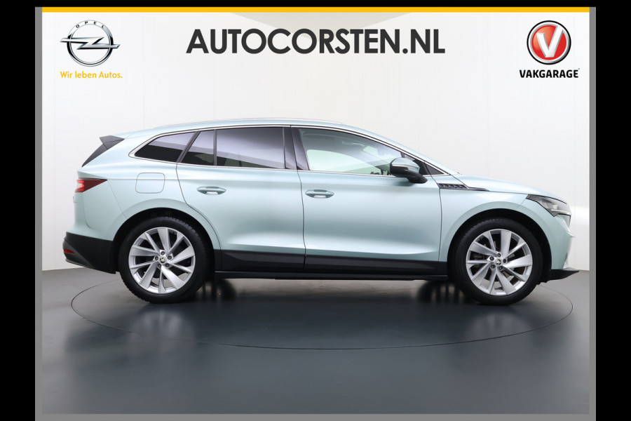 Škoda ENYAQ iV 60 Panoramadak Leder Stuur+Stoel+Achterbankverwarming 3-Zone Ecc Navi Apple Carplay Android Auto Draadloze Telefoonlader SOH 90.6% Elek.Achterklep Privacy Glas Lmv 20" Led Pdc Isofix DAB Lane Assist Dealeronderhouden Origineel Nederlandse Auto Zeer Compleet