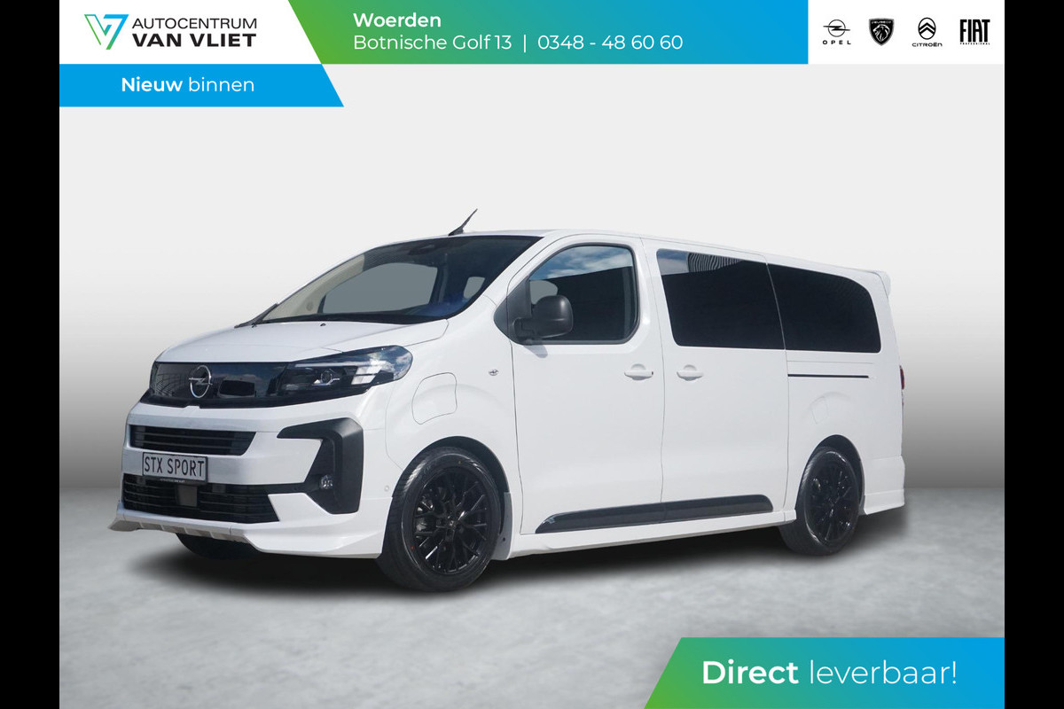 Opel Vivaro-e Dubbele Cabine 75kWh | STX Sport | Mooiste  bus van NL (!) | Lederen bekleding | Spoilerpakket | 18 inch Lichtmetalen velgen | Dynamic Comfort NAV Pakket | Winterpakket | 2x schuifdeur | Betimmering | Comfortstoelen |