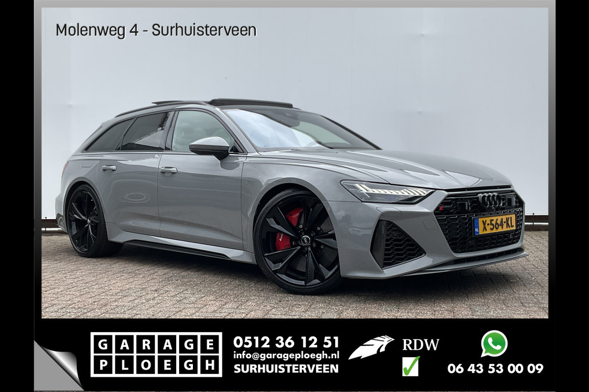 Audi RS6 4.0 TFSI 600PK Ceramic HUD Carbon Nardo 4WS Pano.dak Softclose B&O 360° Dealer-Serviced!