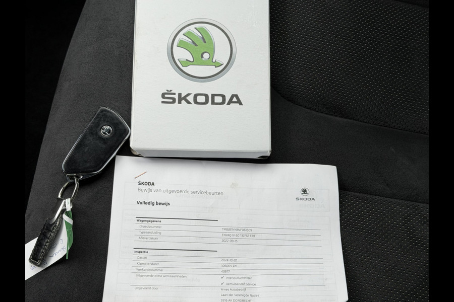 Škoda ENYAQ iV BWJ 2022 | 60 Sportline SOH 91,72% | SPORTSTOELEN | LEER/ALCANTARA | CARPLAY | CAMERA A | CLIMA |