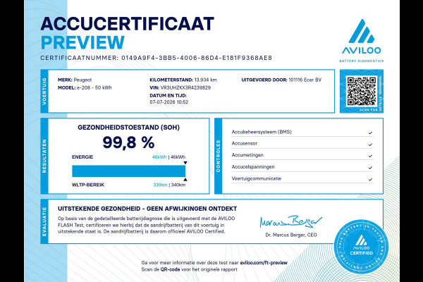 Peugeot e-208 EV Allure 50 kWh | LED voor & achter | SOH 99,8 %