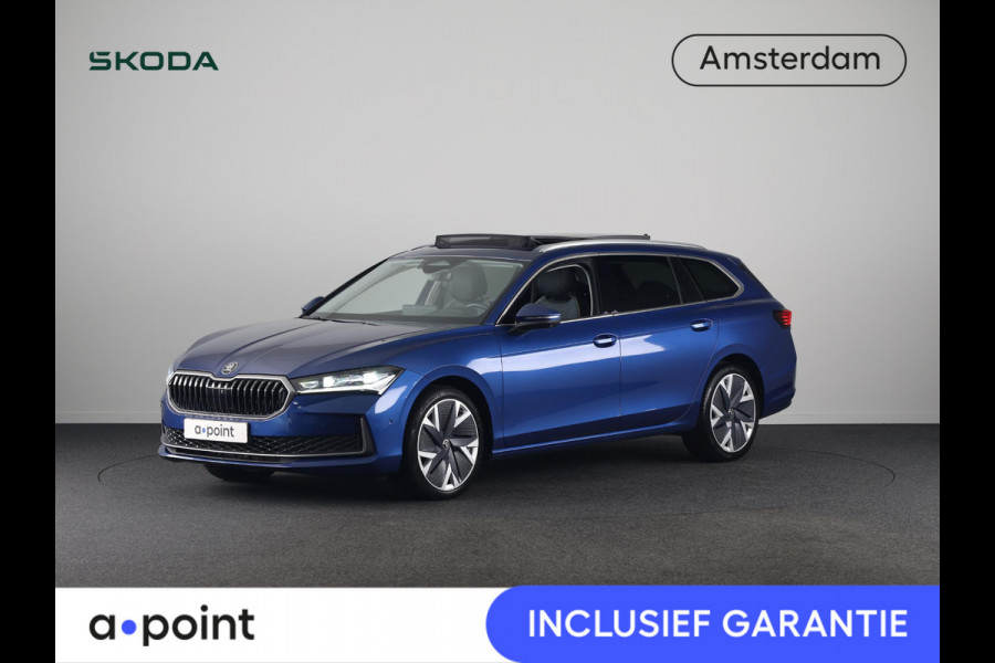Škoda Superb Combi 1.5 TSI MHEV First Edition 150 pk Automaat (DSG) | Verlengde garantie | Navigatie | Panoramadak | Parkeersensoren (Park assist) | Rondomzicht camera | Matrix LED koplampen |