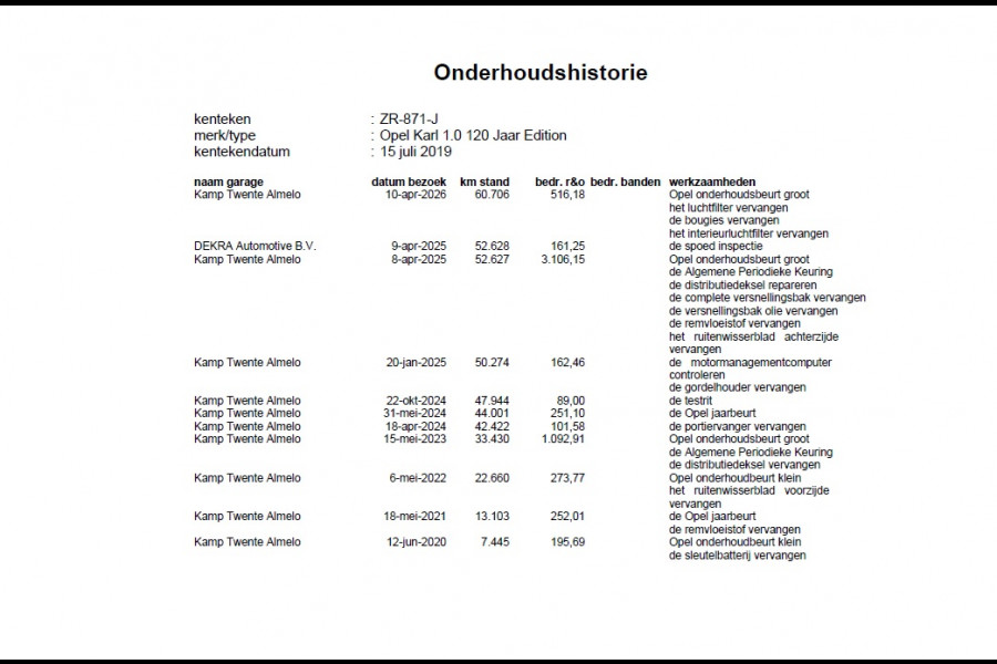 Opel KARL 74PK 5Drs Airco Cruise Control Bluetooth Isofix 120 Jaar Edition+ Lmv City Steer ESP Elek.Ramen+Spiegels 1e Eigenaar Dealeronderhouden Origineel Nederlandse Auto