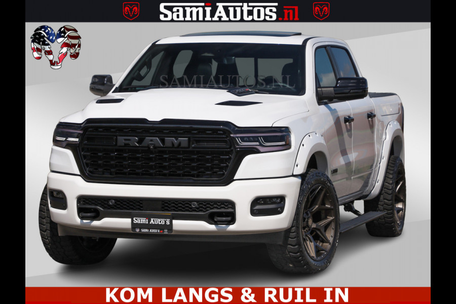 Dodge Ram Limited Night 540HP 706Nm | Massage + Full Option | De Meest Luxe en Volle Pick-Up in zijn Klasse | Comfortabele Dubbele Cabine met Royale 5 Zitplaatsen | BPM vrij | Nu Leverbaar uit Voorraad | Voorraad Nr 2351 - 7478 | De specialist in Amerikaanse pick‑ups in Nederland en Europa.