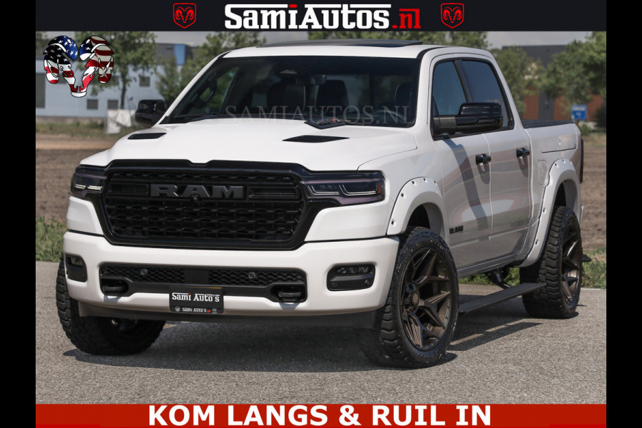 Dodge Ram Limited Night 540HP 706Nm | Massage + Full Option | De Meest Luxe en Volle Pick-Up in zijn Klasse | Comfortabele Dubbele Cabine met Royale 5 Zitplaatsen | BPM vrij | Nu Leverbaar uit Voorraad | Voorraad Nr 2351 - 7478 | De specialist in Amerikaanse pick‑ups in Nederland en Europa.