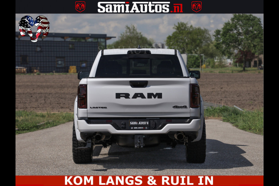 Dodge Ram Limited Night 540HP 706Nm | Massage + Full Option | De Meest Luxe en Volle Pick-Up in zijn Klasse | Comfortabele Dubbele Cabine met Royale 5 Zitplaatsen | BPM vrij | Nu Leverbaar uit Voorraad | Voorraad Nr 2351 - 7478 | De specialist in Amerikaanse pick‑ups in Nederland en Europa.