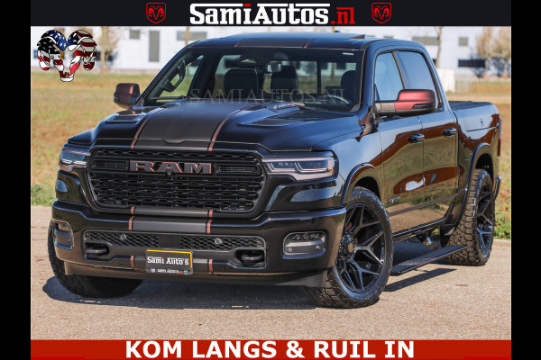 Dodge Ram Limited Night High Output 540HP 706Nm | Massage + Full Option | De Meest Luxe en Volle Pick-Up in zijn Klasse | Comfortabele Dubbele Cabine met Royale 5 Zitplaatsen | BPM vrij | Nu Leverbaar uit Voorraad | Voorraad Nr 2335 - 5153 | De specialist in Amerikaanse pick‑ups in Nederland en Europa.