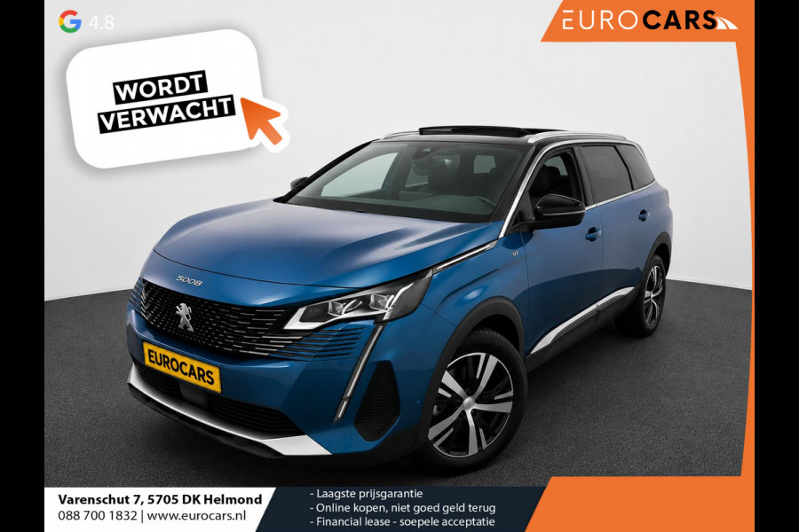 Peugeot 5008 1.2 PureTech GT 7 persoons Panoramdak Trekhaak Navigatie Apple Carplay Android Auto Camera Parkeersensoren Adaptive Cruise Control Memory stoelen Stoelverwarming Elektrische achterklep Full Led Climate Control