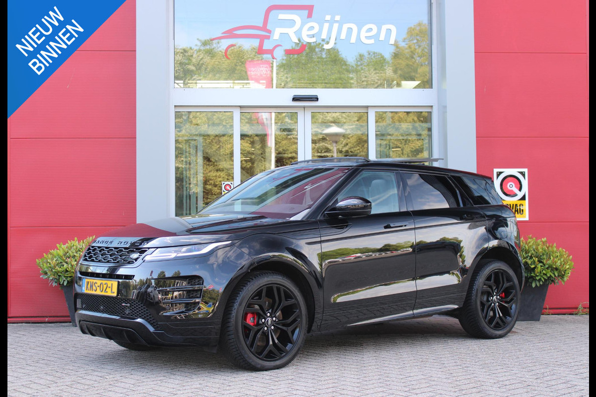 Land Rover Range Rover Evoque 1.5 P300e AWD 254PK R-DYNAMIC HSE | PANORAMISCH SCHUIF / KANTELDAK | ELEKTRISCH VERSTELBARE VOORSTOELEN / BESTUURDERSTOEL MET GEHEUGEN | LEDEREN BEKLEDING | VOORSTOELEN  VERWARMBAAR | 20" LICHTMETALEN VELGEN | KEYLESS ENTRY / START | DODEHOEK DETECTIE | EXTRA GETINTE ACHTERRUITEN | FULL LED KOPLAMPEN | LED ACHTERLICHTEN | ADAPTIVE CRUISE CONTROL | APPLE CARPLAY | ACHTERKLEP ELEKTRISCH BEDIENBAAR | MERIDIAN PREMIUM AUDIO SYSTEEM | RODE REMKLAUWEN |