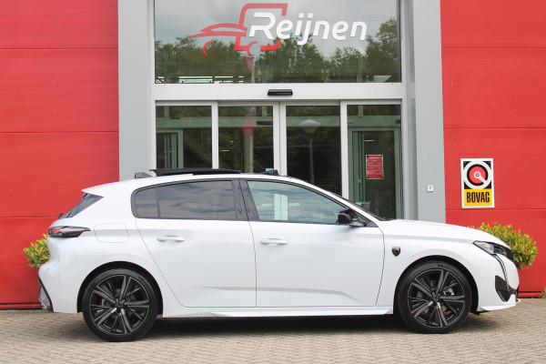 Peugeot 308 1.2 Hybrid 145PK AUTOMAAT GT | PANORAMA SCHUIF/KANTEL DAK | AFNEEMBARE TREKHAAK | NAVIGATIE | SENSATION PACK: FOCAL HIFI SYSTEM (PREMIUM HIFI SYSTEEM MET 10 SPEAKERS)/DRAADLOZE TELEFOONLADER | 360° VISION & DRIVE ASSIST PLUS PACK: ACHTERUITRIJCAMERA 360° VISEOPARK 3 (4 CAMERA'S)/PARKEERHULP VOOR EN ACHTER/ANTI DIEFSTAL ALARM/PEUGEOT i-COCKPIT MET CONFIGUREERBAAR 3D-INSTRUMENTENPANEEL/CLEAN CABIN | ALCANTARA EXECUTIVE PACK: BEKLEDING ALCANTARA/KUNSTLEDER INCL. ELEKTRISCH BEDIENBARE AGR STOEL EN MASSAGE OP BEIDE VOORSTOELEN | 18" LICHTMETALEN VELGEN "PORTLAND" | NAVIGATI