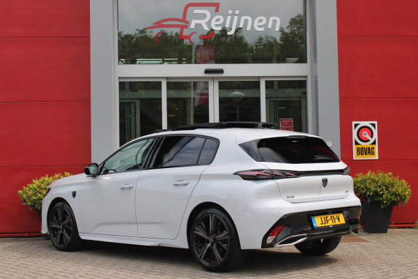 Peugeot 308 1.2 Hybrid 145PK AUTOMAAT GT | PANORAMA SCHUIF/KANTEL DAK | AFNEEMBARE TREKHAAK | NAVIGATIE | SENSATION PACK: FOCAL HIFI SYSTEM (PREMIUM HIFI SYSTEEM MET 10 SPEAKERS)/DRAADLOZE TELEFOONLADER | 360° VISION & DRIVE ASSIST PLUS PACK: ACHTERUITRIJCAMERA 360° VISEOPARK 3 (4 CAMERA'S)/PARKEERHULP VOOR EN ACHTER/ANTI DIEFSTAL ALARM/PEUGEOT i-COCKPIT MET CONFIGUREERBAAR 3D-INSTRUMENTENPANEEL/CLEAN CABIN | ALCANTARA EXECUTIVE PACK: BEKLEDING ALCANTARA/KUNSTLEDER INCL. ELEKTRISCH BEDIENBARE AGR STOEL EN MASSAGE OP BEIDE VOORSTOELEN | 18" LICHTMETALEN VELGEN "PORTLAND" | NAVIGATI