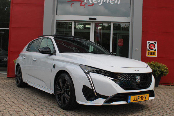 Peugeot 308 1.2 Hybrid 145PK AUTOMAAT GT | PANORAMA SCHUIF/KANTEL DAK | AFNEEMBARE TREKHAAK | NAVIGATIE | SENSATION PACK: FOCAL HIFI SYSTEM (PREMIUM HIFI SYSTEEM MET 10 SPEAKERS)/DRAADLOZE TELEFOONLADER | 360° VISION & DRIVE ASSIST PLUS PACK: ACHTERUITRIJCAMERA 360° VISEOPARK 3 (4 CAMERA'S)/PARKEERHULP VOOR EN ACHTER/ANTI DIEFSTAL ALARM/PEUGEOT i-COCKPIT MET CONFIGUREERBAAR 3D-INSTRUMENTENPANEEL/CLEAN CABIN | ALCANTARA EXECUTIVE PACK: BEKLEDING ALCANTARA/KUNSTLEDER INCL. ELEKTRISCH BEDIENBARE AGR STOEL EN MASSAGE OP BEIDE VOORSTOELEN | 18" LICHTMETALEN VELGEN "PORTLAND" | NAVIGATI