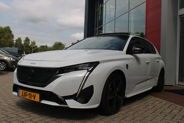 Peugeot 308 1.2 Hybrid 145PK AUTOMAAT GT | PANORAMA SCHUIF/KANTEL DAK | AFNEEMBARE TREKHAAK | NAVIGATIE | SENSATION PACK: FOCAL HIFI SYSTEM (PREMIUM HIFI SYSTEEM MET 10 SPEAKERS)/DRAADLOZE TELEFOONLADER | 360° VISION & DRIVE ASSIST PLUS PACK: ACHTERUITRIJCAMERA 360° VISEOPARK 3 (4 CAMERA'S)/PARKEERHULP VOOR EN ACHTER/ANTI DIEFSTAL ALARM/PEUGEOT i-COCKPIT MET CONFIGUREERBAAR 3D-INSTRUMENTENPANEEL/CLEAN CABIN | ALCANTARA EXECUTIVE PACK: BEKLEDING ALCANTARA/KUNSTLEDER INCL. ELEKTRISCH BEDIENBARE AGR STOEL EN MASSAGE OP BEIDE VOORSTOELEN | 18" LICHTMETALEN VELGEN "PORTLAND" | NAVIGATI