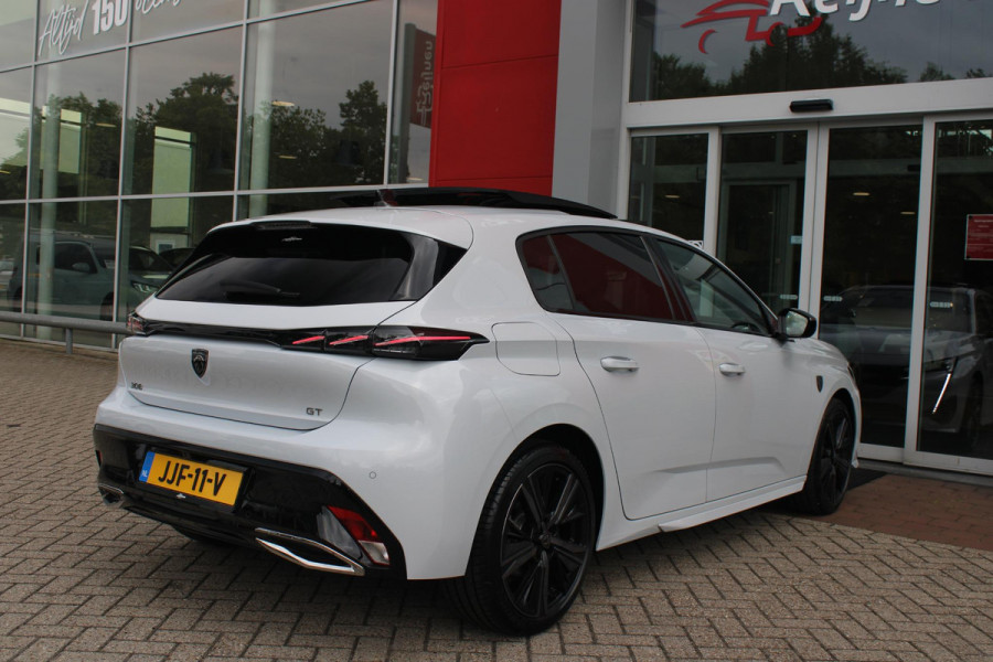 Peugeot 308 1.2 Hybrid 145PK AUTOMAAT GT | PANORAMA SCHUIF/KANTEL DAK | AFNEEMBARE TREKHAAK | NAVIGATIE | SENSATION PACK: FOCAL HIFI SYSTEM (PREMIUM HIFI SYSTEEM MET 10 SPEAKERS)/DRAADLOZE TELEFOONLADER | 360° VISION & DRIVE ASSIST PLUS PACK: ACHTERUITRIJCAMERA 360° VISEOPARK 3 (4 CAMERA'S)/PARKEERHULP VOOR EN ACHTER/ANTI DIEFSTAL ALARM/PEUGEOT i-COCKPIT MET CONFIGUREERBAAR 3D-INSTRUMENTENPANEEL/CLEAN CABIN | ALCANTARA EXECUTIVE PACK: BEKLEDING ALCANTARA/KUNSTLEDER INCL. ELEKTRISCH BEDIENBARE AGR STOEL EN MASSAGE OP BEIDE VOORSTOELEN | 18" LICHTMETALEN VELGEN "PORTLAND" | NAVIGATI
