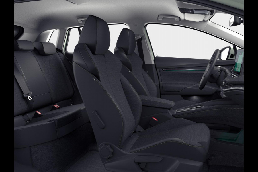 Škoda Elroq 60 Tour Edition | Timiano Green | 19'' Antraciet Regulus Velgen| Android Infotainment + Navigatie | Verwarmbaar Stuurwiel + Voorstoelen | Parkeersens V+A + Achteruitrijcamera | Adaptieve Cruise Control | Blind Spot Assist
