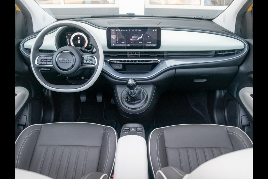 Fiat 500C Hybrid La Prima Cabrio | Clima | LED | PDC | JBL Premium Audio | 17" | Camera | Canneloni Ivory/Piombo interieur