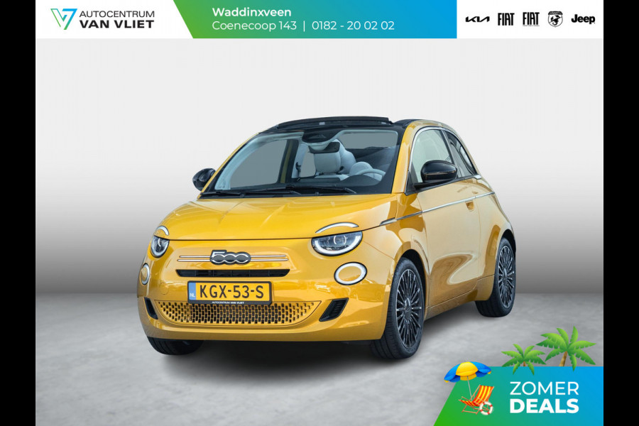 Fiat 500C Hybrid La Prima Cabrio | Clima | LED | PDC | JBL Premium Audio | 17" | Camera | Canneloni Ivory/Piombo interieur