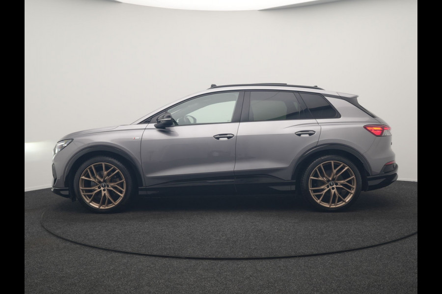 Audi Q4 e-tron 50 Quattro Edition One 2x S Line 77 kWh 300pk Dealer O.H. | Panodak | Head Up | Adaptive Cruise | Matrix LED | Camera | Lederen Sportstoelen Memory & Verwarmd | Keyless | Apple Carplay | Blis | DAB | 21"L.M |
