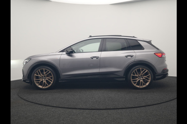 Audi Q4 e-tron 50 Quattro Edition One 2x S Line 77 kWh 300pk Dealer O.H. | Panodak | Head Up | Adaptive Cruise | Matrix LED | Camera | Lederen Sportstoelen Memory & Verwarmd | Keyless | Apple Carplay | Blis | DAB | 21"L.M |