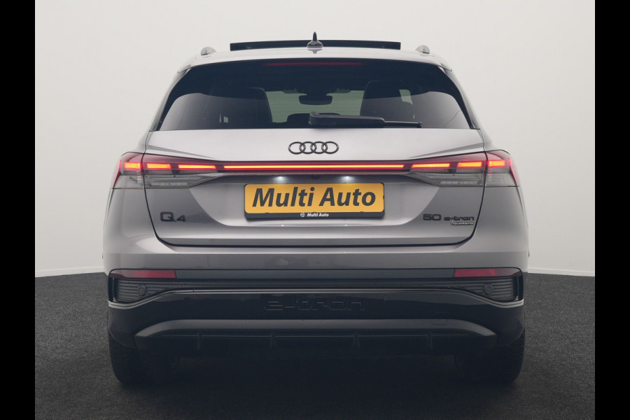 Audi Q4 e-tron 50 Quattro Edition One 2x S Line 77 kWh 300pk Dealer O.H. | Panodak | Head Up | Adaptive Cruise | Matrix LED | Camera | Lederen Sportstoelen Memory & Verwarmd | Keyless | Apple Carplay | Blis | DAB | 21"L.M |