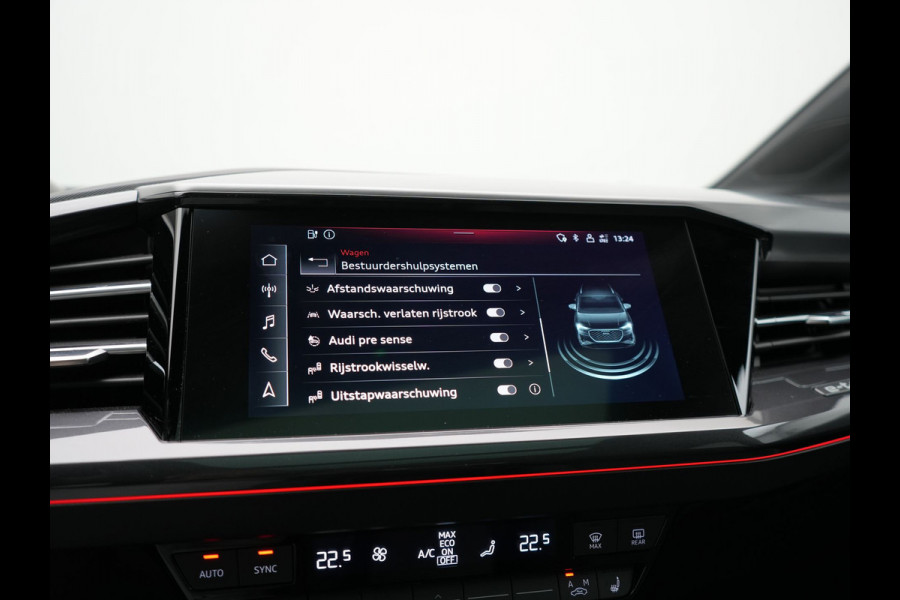 Audi Q4 e-tron 50 Quattro Edition One 2x S Line 77 kWh 300pk Dealer O.H. | Panodak | Head Up | Adaptive Cruise | Matrix LED | Camera | Lederen Sportstoelen Memory & Verwarmd | Keyless | Apple Carplay | Blis | DAB | 21"L.M |