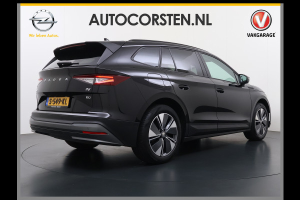 Škoda ENYAQ iV 60 SOH 92% Warmtepomp Panoramadak Adap.Cruise 3-Zone Stoelverwarming Keyless advanced Ecc Pdc Android Auto Apple Carplay Privacy Glas Lmv Led Isofix Lane Assist Verkeersbord herkenning 1e Eigenaar Dealeronderhouden Origineel Nederlandse Auto