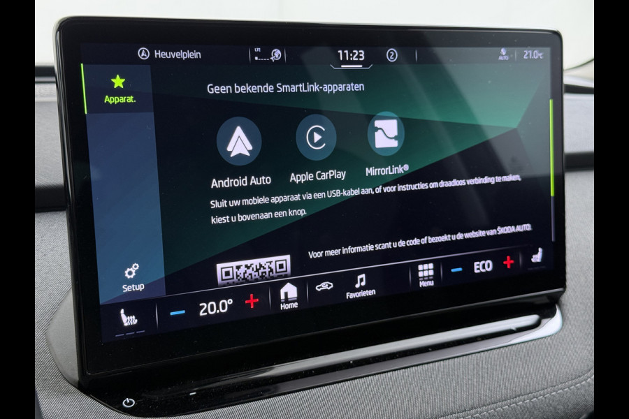 Škoda ENYAQ iV 60 SOH 92% Warmtepomp Panoramadak Adap.Cruise 3-Zone Stoelverwarming Keyless advanced Ecc Pdc Android Auto Apple Carplay Privacy Glas Lmv Led Isofix Lane Assist Verkeersbord herkenning 1e Eigenaar Dealeronderhouden Origineel Nederlandse Auto