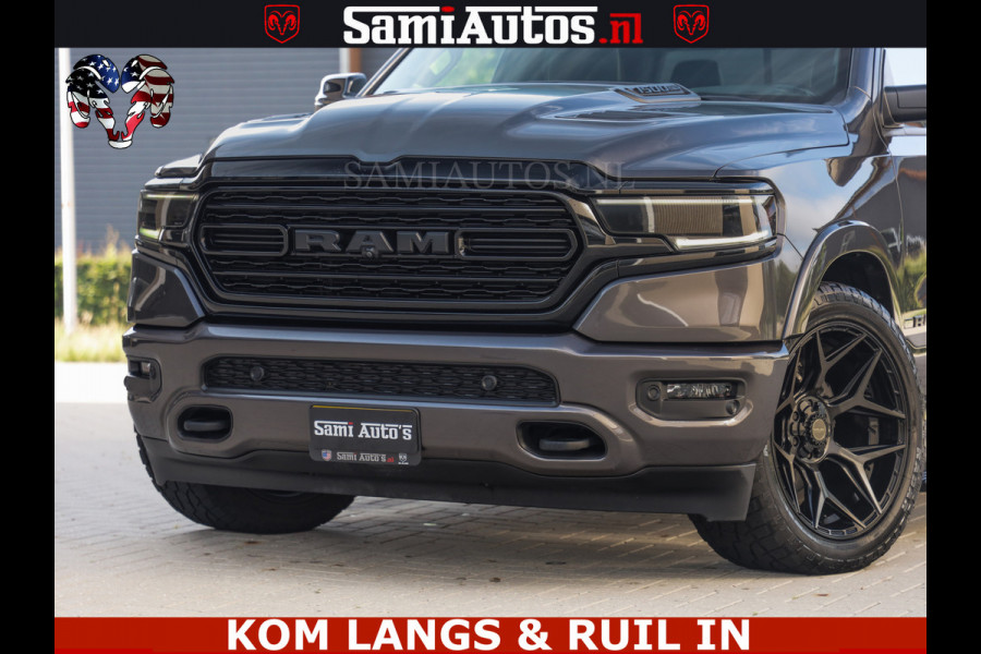 Dodge Ram LIMITED NIGHT 5.7 V8 402PK | HUD | 4PL WHEELS | LUCHTVERING |OPEN UILAAT KLEP | BOM VOL | GRANITE CRYSTAL | DC | CREW CAB | DUBBELE CABINE | 5 PERSOONS GRIJSKENTEKEN | EERSTE EIGENAAR | TOP STAAT 44000 KM |