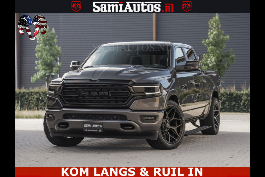 Dodge Ram LIMITED NIGHT 5.7 V8 402PK | HUD | 4PL WHEELS | LUCHTVERING |OPEN UILAAT KLEP | BOM VOL | GRANITE CRYSTAL | DC | CREW CAB | DUBBELE CABINE | 5 PERSOONS GRIJSKENTEKEN | EERSTE EIGENAAR | TOP STAAT 44000 KM |