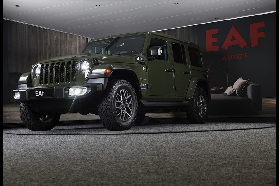 Jeep Wrangler UNLIMITED 4xe 380 Sahara / 360 Camera / Leder / Navi / Ecc / Elek Pakket / Led / Pdc / 18 Inch / TOPSTAAT