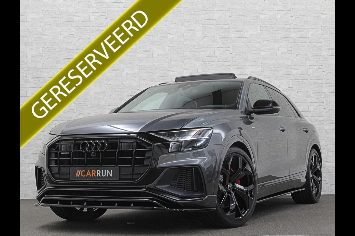 Audi Q8 60e 462PK Competition | #RS-Stoelen | 360 Camera | ACC | Carbon | Panorama | Massage | Ventilatie | B&O Sound | Matrix-LED | Luchtvering | Alcantara Hemelbekleding | Stoelverwarming V+A | Sfeerverlichting | Keyless-Entry | ISO-Glas | Bovag Garantie | 22" LM | Zonwering | Standkachel | Autom. Parkeren | Carplay | Stuurwielverwarming | Draadloos Laden |