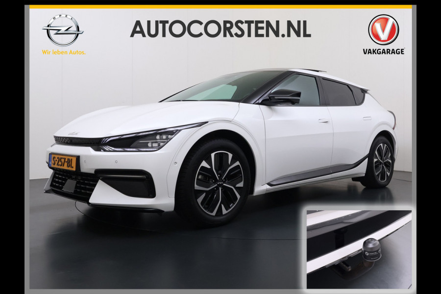 Kia Ev6 GT-Line 77.4kWh Warmtepomp Trekhaak Panoramadak Head-Up Display Meridian®-Audio Stoelkoeling+Verwarming Elek.Stoelen+Memory 360° Apple Carplay Android Auto Privacy Glas Lmv Led DAB Isofix Draadloze lader Dealeronderhouden Origineel Nederlandse Auto 1e Eigenaar