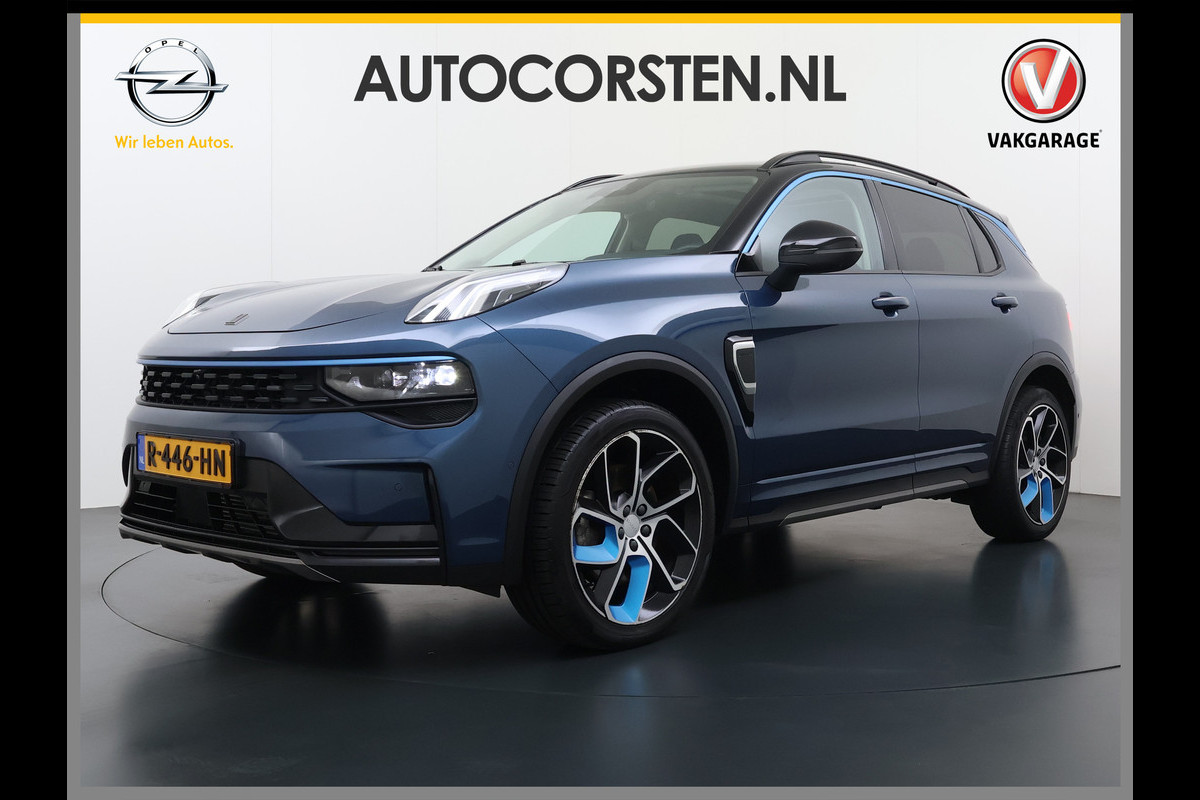 Lynk & Co 01 1.5T PHEV AUT-7 261pk Pano-Schuifdak Lmv 20" 360°Camera Apple Carplay Android Auto Adap.Cruise Navi Pdc Ecc Keyless Led Plug-In  Elek.Memory.Stoel File assistent Dodehoek detector Elektrisch bedienbare achterklep Rijstrooksensor Wifi Verkeersbord detectie Origineel Nederlandse Auto
