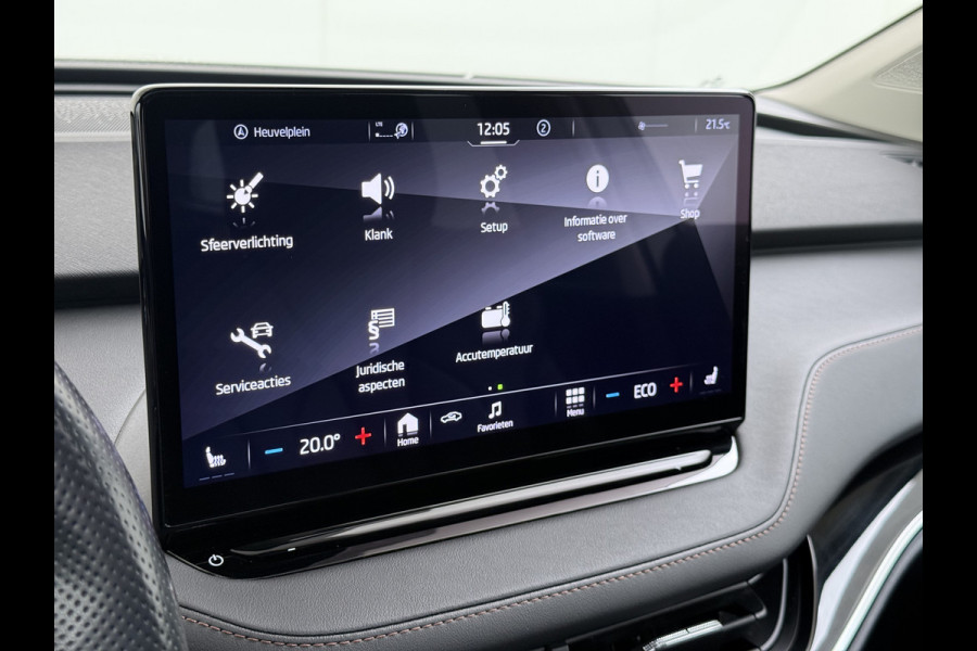 Škoda ENYAQ iV Pano.Dak Leer 20" Stuur+Stoel+Achterb.-Verwarmd 3-Zone Ecc Navi Apple Carplay Android Auto Draadloze Telefoonlader iV 60 SOH 90.6% Elek.Achterklep Privacy Glas Lmv Led Pdc Isofix DAB Lane Assist Dealeronderhouden Origineel Nederlandse Auto Zeer Compleet