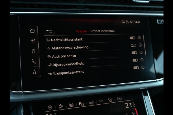 Audi Q8 55 TFSI quattro Pro Line Plus | Panoramadak | Night-Vision | Achterasbesturing | HUD | Luchtvering | B&O | Stoelmassage + Ventilatie | Camera | Soft-Close | Ambiance Interieur | Adaptive Cruise |