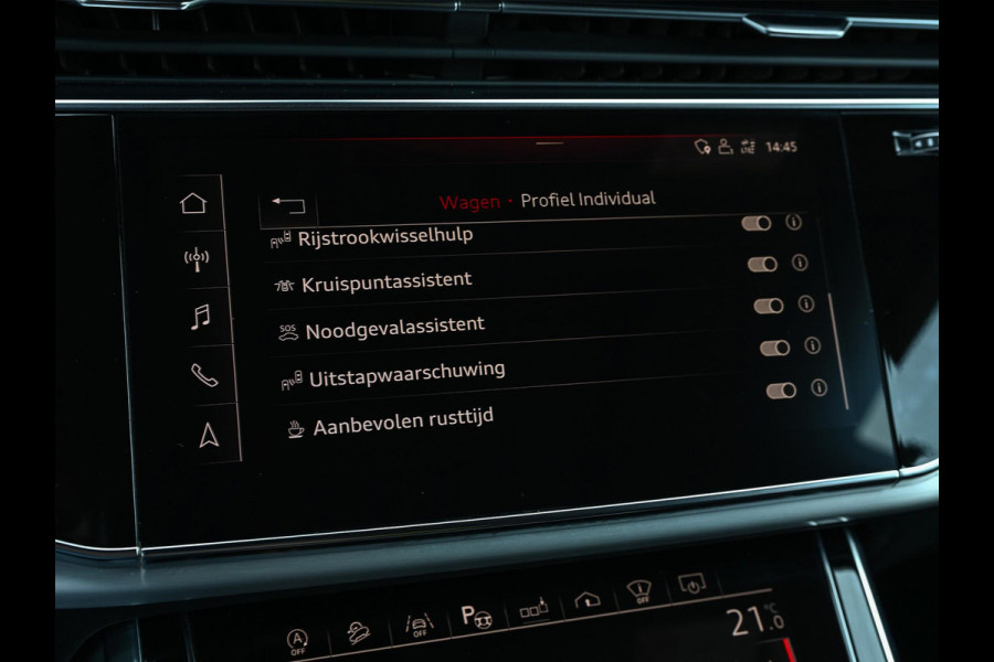 Audi Q8 55 TFSI quattro Pro Line Plus | Panoramadak | Night-Vision | Achterasbesturing | HUD | Luchtvering | B&O | Stoelmassage + Ventilatie | Camera | Soft-Close | Ambiance Interieur | Adaptive Cruise |