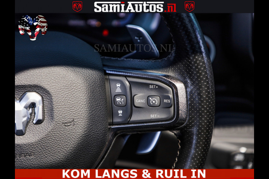 Dodge Ram GT TRX PACK | 5.7 V8 HEMI | FLAME RED | HULK PACK | LUCHTVERING | MEGA DIK | DC | DUBBLE CABINE | 5 PERSOONS | CREW CAB | GRIJS KENTEKEN | TRAIN HORN | EERSTE EIGENAAR | ORIGINEEL NEDERLANDSE AUTO | WIDE BODY | De specialist in Amerikaanse pick‑ups in Nederland en Europa.