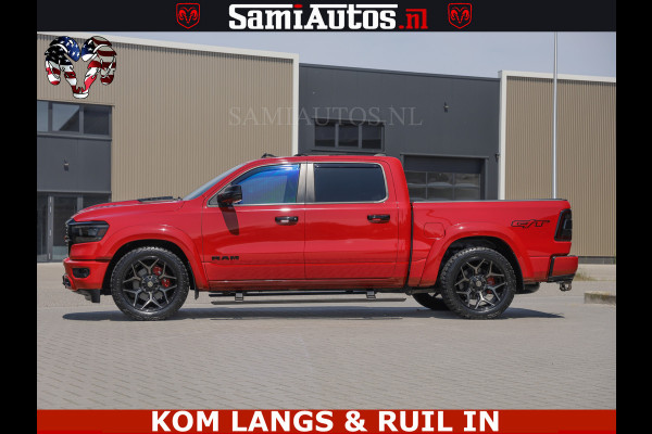Dodge Ram GT TRX PACK | 5.7 V8 HEMI | FLAME RED | HULK PACK | LUCHTVERING | MEGA DIK | DC | DUBBLE CABINE | 5 PERSOONS | CREW CAB | GRIJS KENTEKEN | TRAIN HORN | EERSTE EIGENAAR | ORIGINEEL NEDERLANDSE AUTO | WIDE BODY | De specialist in Amerikaanse pick‑ups in Nederland en Europa.