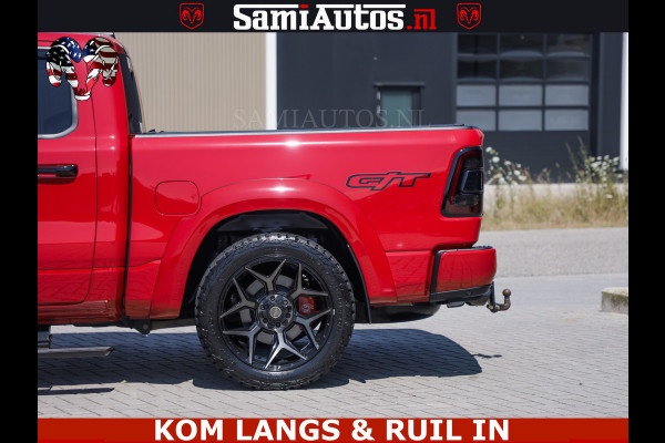 Dodge Ram GT TRX PACK | 5.7 V8 HEMI | FLAME RED | HULK PACK | LUCHTVERING | MEGA DIK | DC | DUBBLE CABINE | 5 PERSOONS | CREW CAB | GRIJS KENTEKEN | TRAIN HORN | EERSTE EIGENAAR | ORIGINEEL NEDERLANDSE AUTO | WIDE BODY | De specialist in Amerikaanse pick‑ups in Nederland en Europa.