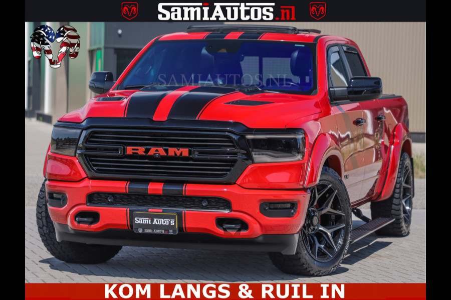Dodge Ram GT TRX PACK | 5.7 V8 HEMI | FLAME RED | HULK PACK | LUCHTVERING | MEGA DIK | DC | DUBBLE CABINE | 5 PERSOONS | CREW CAB | GRIJS KENTEKEN | TRAIN HORN | EERSTE EIGENAAR | ORIGINEEL NEDERLANDSE AUTO | WIDE BODY | De specialist in Amerikaanse pick‑ups in Nederland en Europa.