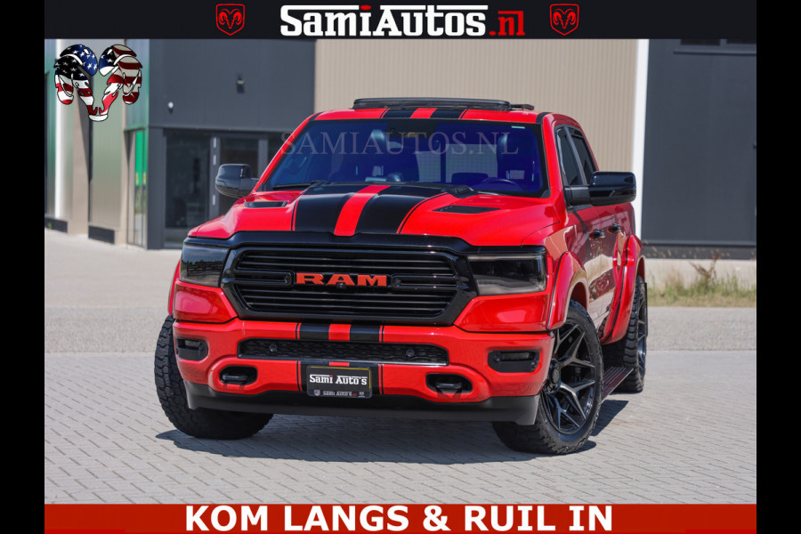 Dodge Ram GT TRX PACK | 5.7 V8 HEMI | FLAME RED | HULK PACK | LUCHTVERING | MEGA DIK | DC | DUBBLE CABINE | 5 PERSOONS | CREW CAB | GRIJS KENTEKEN | TRAIN HORN | EERSTE EIGENAAR | ORIGINEEL NEDERLANDSE AUTO | WIDE BODY | De specialist in Amerikaanse pick‑ups in Nederland en Europa.