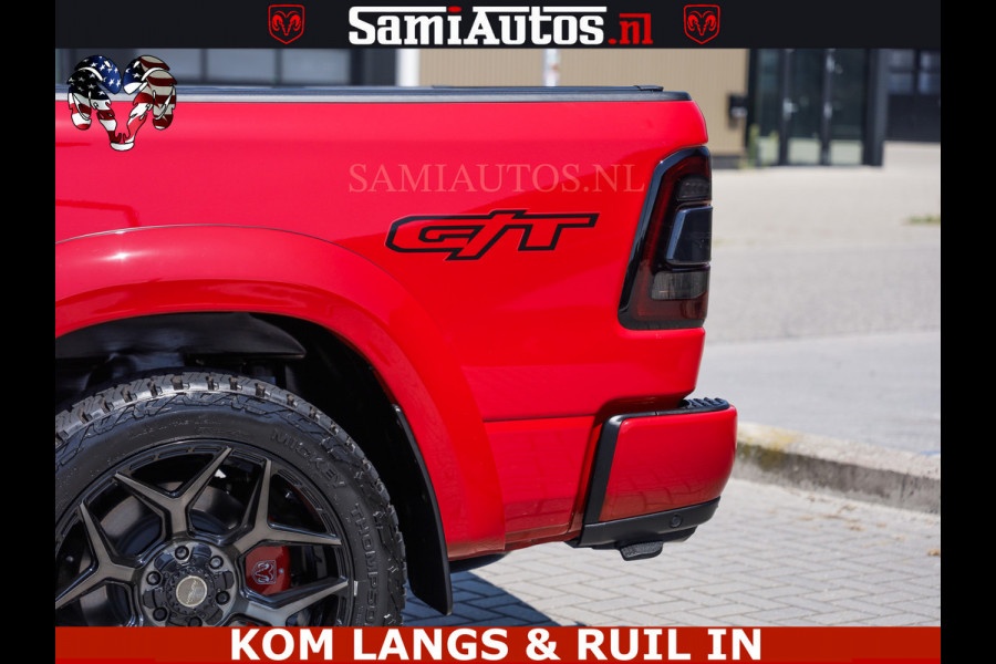 Dodge Ram GT TRX PACK | 5.7 V8 HEMI | FLAME RED | HULK PACK | LUCHTVERING | MEGA DIK | DC | DUBBLE CABINE | 5 PERSOONS | CREW CAB | GRIJS KENTEKEN | TRAIN HORN | EERSTE EIGENAAR | ORIGINEEL NEDERLANDSE AUTO | WIDE BODY | De specialist in Amerikaanse pick‑ups in Nederland en Europa.