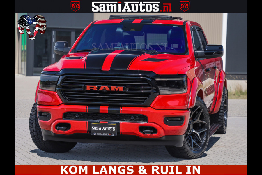 Dodge Ram GT TRX PACK | 5.7 V8 HEMI | FLAME RED | HULK PACK | LUCHTVERING | MEGA DIK | DC | DUBBLE CABINE | 5 PERSOONS | CREW CAB | GRIJS KENTEKEN | TRAIN HORN | EERSTE EIGENAAR | ORIGINEEL NEDERLANDSE AUTO | WIDE BODY | De specialist in Amerikaanse pick‑ups in Nederland en Europa.