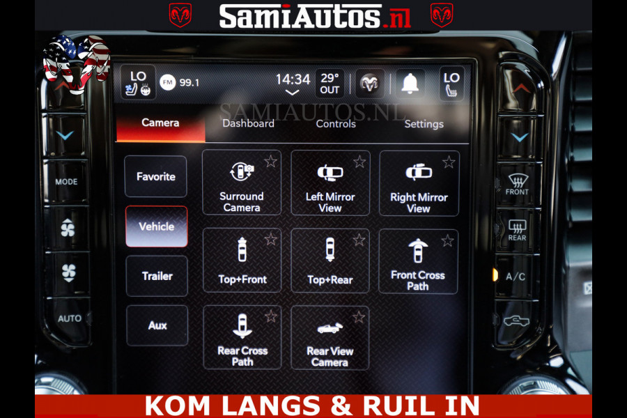 Dodge Ram GT TRX PACK | 5.7 V8 HEMI | FLAME RED | HULK PACK | LUCHTVERING | MEGA DIK | DC | DUBBLE CABINE | 5 PERSOONS | CREW CAB | GRIJS KENTEKEN | TRAIN HORN | EERSTE EIGENAAR | ORIGINEEL NEDERLANDSE AUTO | WIDE BODY | De specialist in Amerikaanse pick‑ups in Nederland en Europa.