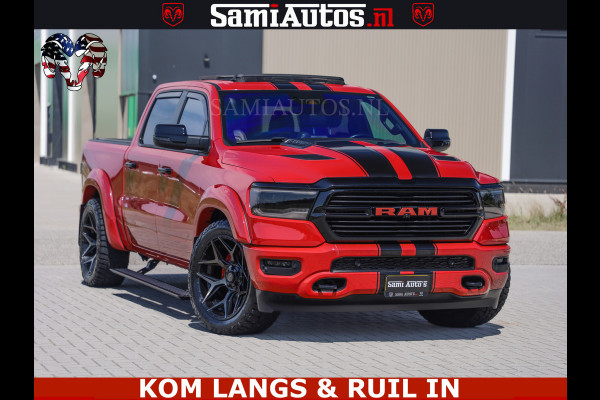 Dodge Ram GT TRX PACK | 5.7 V8 HEMI | FLAME RED | HULK PACK | LUCHTVERING | MEGA DIK | DC | DUBBLE CABINE | 5 PERSOONS | CREW CAB | GRIJS KENTEKEN | TRAIN HORN | EERSTE EIGENAAR | ORIGINEEL NEDERLANDSE AUTO | WIDE BODY | De specialist in Amerikaanse pick‑ups in Nederland en Europa.